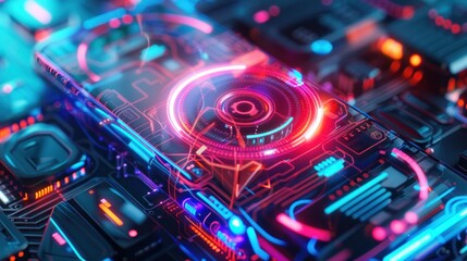 Obraz premium Futuristic Smartphone with Glowing Interface