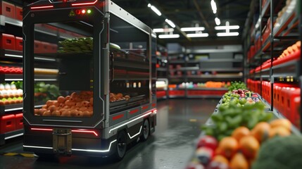 Sharp image of an automated delivery system using AI to ensure efficient and eco-friendly food distribution