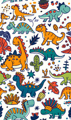 Fototapeta premium cartoon 2d illustrator doodle pattern, cute pattern in graphic seamless pattern