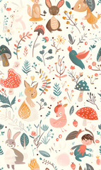 cartoon 2d illustrator doodle pattern, cute pattern in graphic seamless pattern