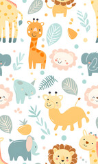 Fototapeta premium cartoon 2d illustrator doodle pattern, cute pattern in graphic seamless pattern