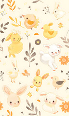 Obraz premium cartoon 2d illustrator doodle pattern, cute pattern in graphic seamless pattern