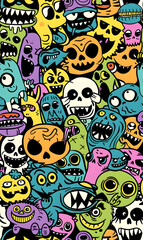 cartoon 2d illustrator doodle pattern, cute pattern in graphic seamless pattern