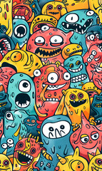 Fototapeta premium cartoon 2d illustrator doodle pattern, cute pattern in graphic seamless pattern