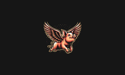 pig flying with wings vector artwork design