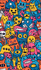cartoon 2d illustrator doodle pattern, cute pattern in graphic seamless pattern