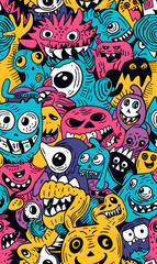 cartoon 2d illustrator doodle pattern, cute pattern in graphic seamless pattern