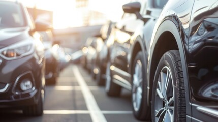 Row of Cars Parked in a Parking Lot