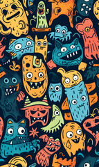 cartoon 2d illustrator doodle pattern, cute pattern in graphic seamless pattern