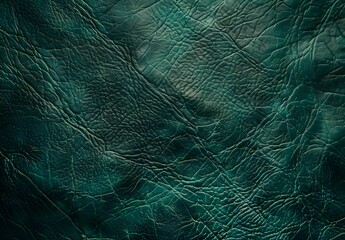 Fototapeta premium Dark Green Leather Texture Background, Top View