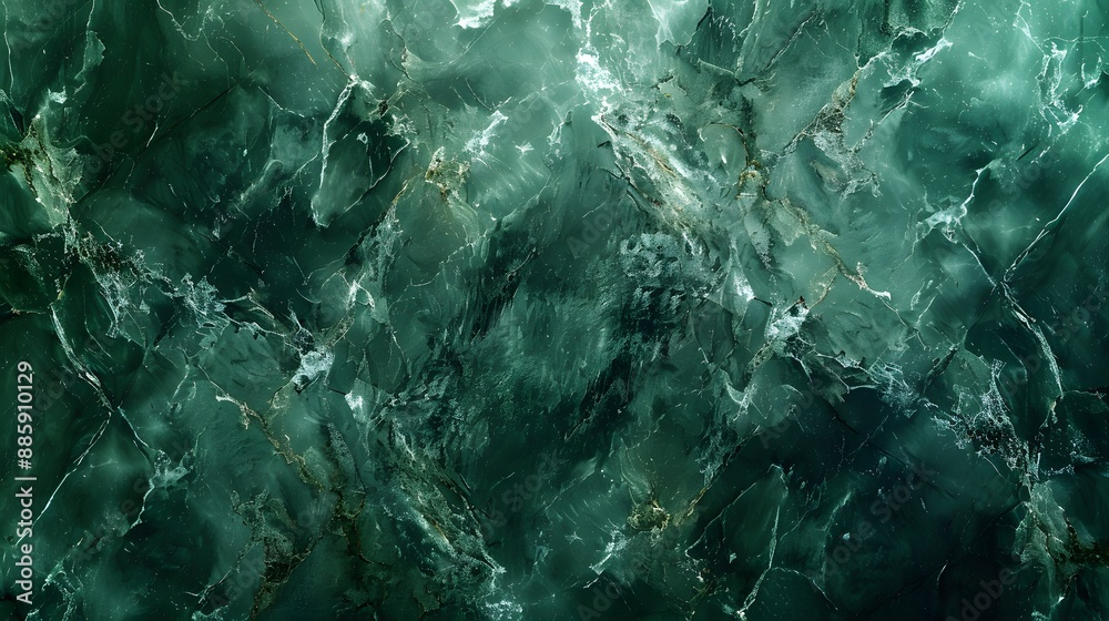 Poster Dark Green Marble Texture With White Veins