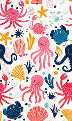 Obraz premium cartoon 2d illustrator doodle pattern, cute pattern in graphic seamless pattern
