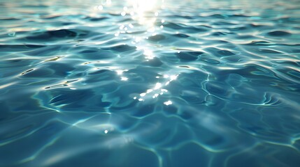 Pool water background, blue ripple water with sunlight reflection pattern. 