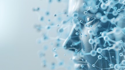 A face made of blue spheres is shown in a close up