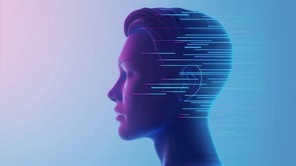 A computer generated image of a man's head with a blue background