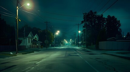 Empty Street at Night, Cinematic Dark Blue
