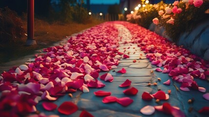 Obraz premium Warm welcome with red rose and lighting