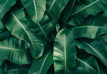 Obraz premium Tropical Green Banana Leaf Texture Background