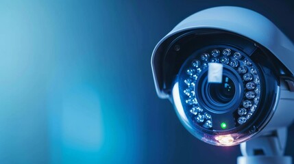 modern security camera dome type cctv digital security camera on a blue background
