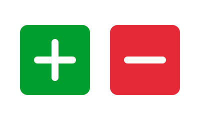 green plus and red minus squared icon