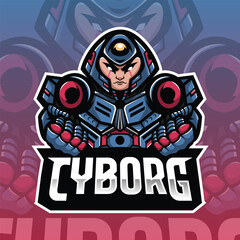 Cyborg e-sport logo vector image