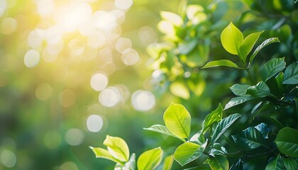Obraz premium Sunlight Through Green Leaves - Nature Background