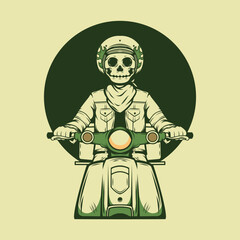 Skull riding a cub vector image