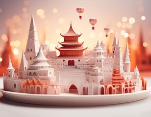 3D illustrations depict elements of Indonesian culture in in-depth detail, including a variety of arts, traditions, architecture and distinctive natural landscapes. generative ai