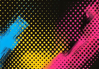 Abstract Halftone Pattern in Yellow, Pink, and Blue