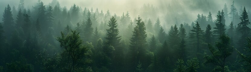 Misty Pine Forest Landscape Photography