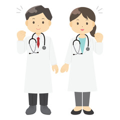 白衣を着た男女のイラスト