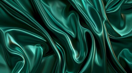 Obraz premium Elegant Dark Green Silk Satin Drapery Background