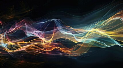 Fototapeta premium Luminous lines pulsating with energy against a black background, evoking a sense of digital creativity.