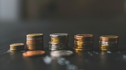 Different sizes of coin stacks arranged in a histogram chart.