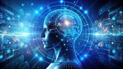 Obraz premium Technological advances through the use of artificial intelligence in the future, technology, AI