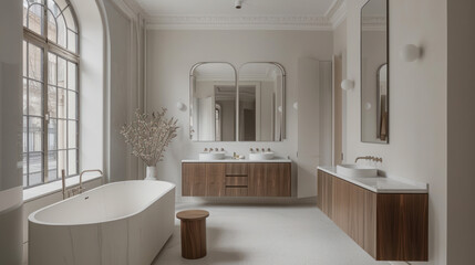 A beautifully designed bathroom with a freestanding interior design
