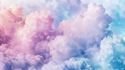Colorful cotton candy clouds in shades of pastel pink, blue, and lavender, creating a soft and romantic texture background.