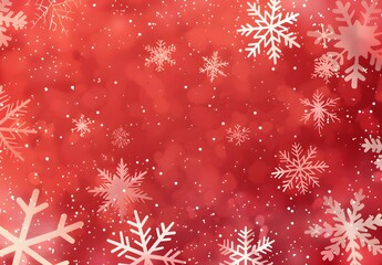 Red Christmas Background with Snowflakes