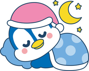 Illustration of cute penguin icon.
Funny penguin in cold weather elements.
