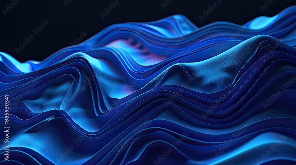 Wall mural abstract lines with dark blue neon color backgrounds