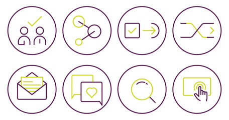 coloured icons set, thin line icon set, two tone icons - sinple set of 8 dual coloured icons for general use - all fully editable vector icons