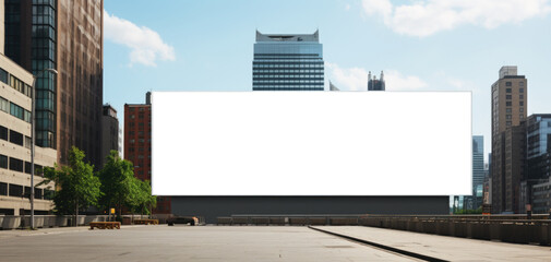 Futuristic High-Rise Billboard Mockup in Vibrant Financial District