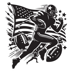 American football player vector of silhouette illustration.