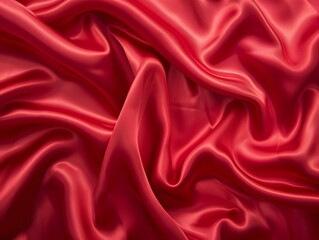 Fototapeta premium Red Silk Satin Fabric Background for Valentine's Day