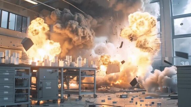 Scientific laboratory destroyed with explosions