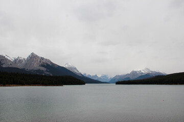 lake and mountains in Maligne Lake - Jasper National Park, Canada