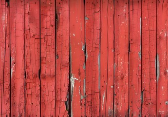 Red Wooden Planks With Cracked Paint Rustic Background
