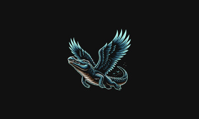 Fototapeta premium crocodile with wings vector illustration artwork design