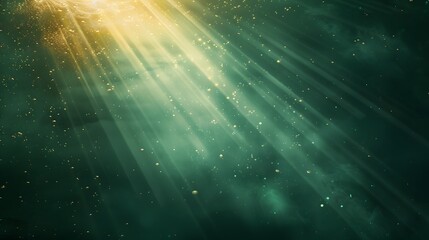 Mystical Green Light Rays & Golden Particles