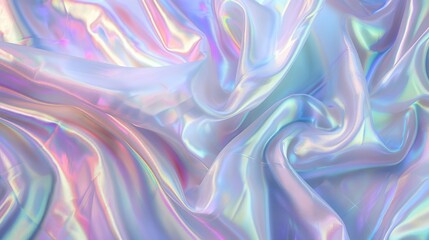 Fototapeta premium Ethereal iridescent fabric background resembling mother of pearl, with soft, luminous colors blending together in a pastel colorful spectrum, 
